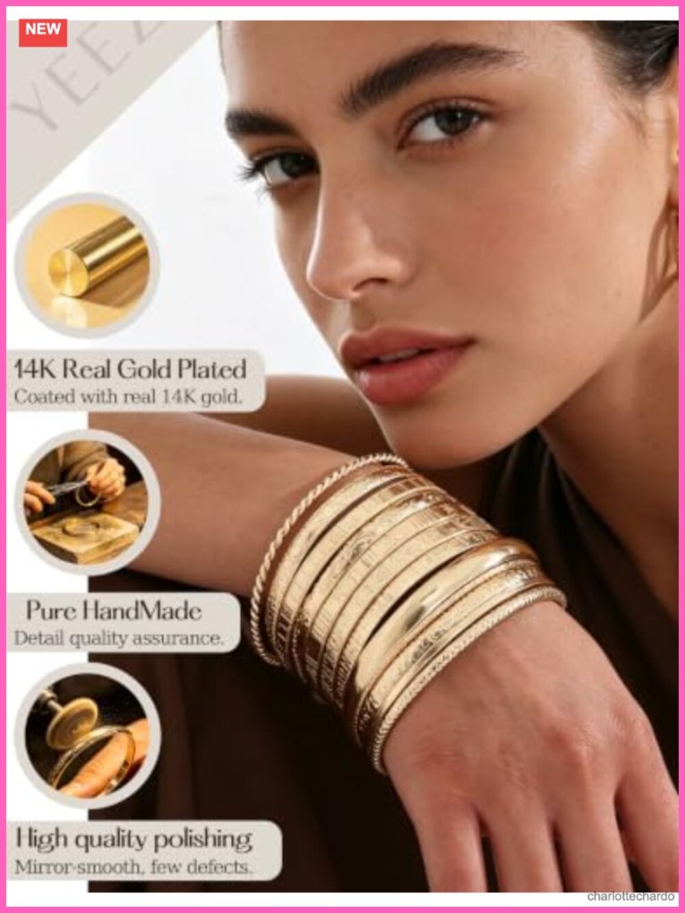 12 Pcs Gold Plated Bangle Bracelets Set Stackable Adjustable Boho Chic Jewelry